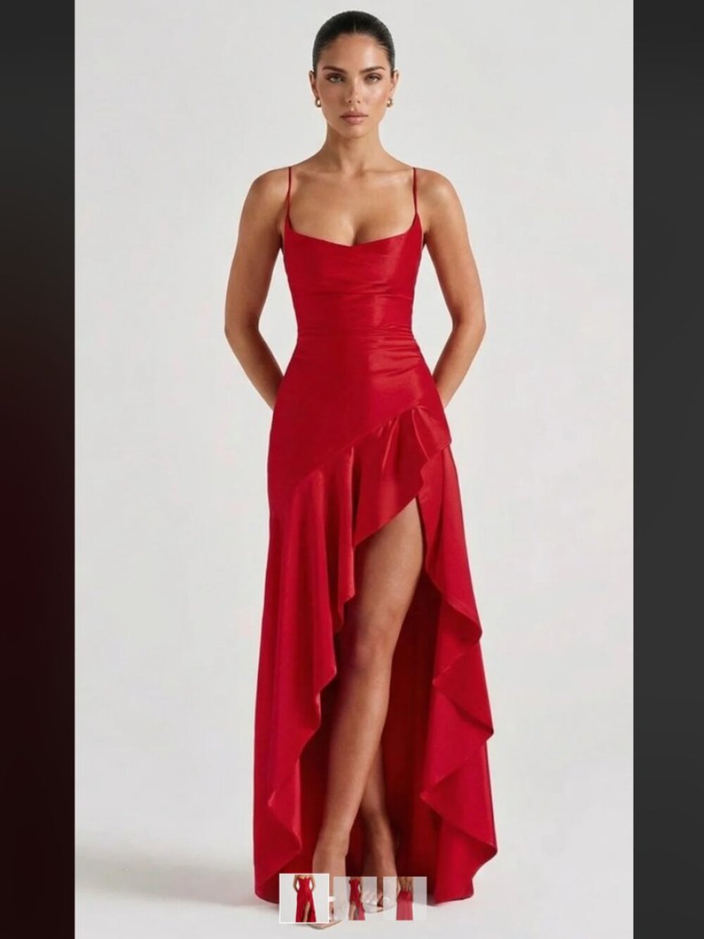 Aurora Noir Soraya Maxi Slit Dress - Red - NWT
